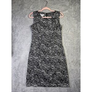 Dress Barn Sheath Dress Women's Size 6 Sleeveless Black & White Petals Eel
